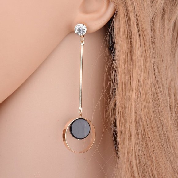Earrings Women Circle Long Stud Bohemian Hoop Drop Cute Trendy Jewelry - Picture 4 of 6